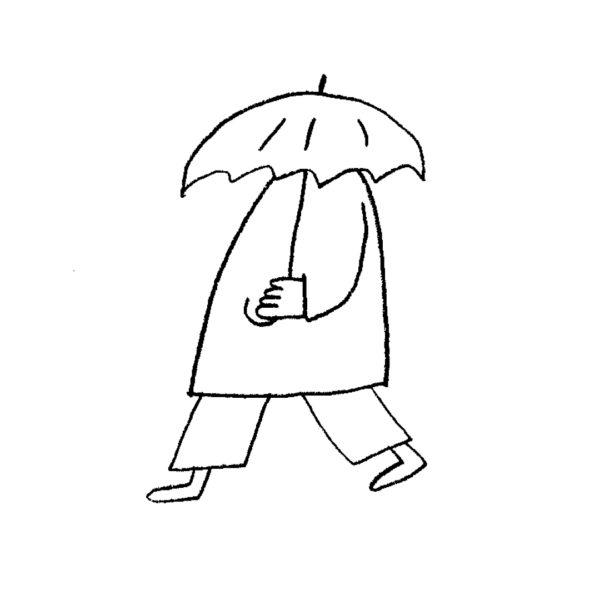 Illustration einer Person, dessen Kopf von einem Schirm verdeckt ist.